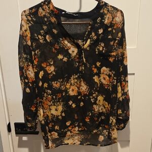 Sweet Rain Black Floral Blouse